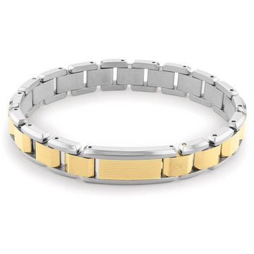 Ανδρικό βραχιόλι Calvin Klein 35000287 δίχρωμο με ασημένιο και χρυσό χρώμα, κατασκευασμένο από χειρουργικό ατσάλι.